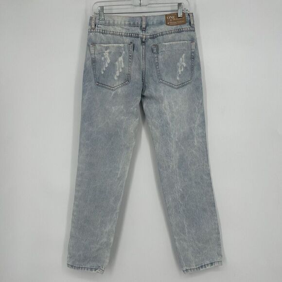 ONE By One Teaspoon Awesome Baggies Jeans Light Wash Ripped Mid Rise Size 26 - Picture 6 of 13
